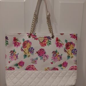 Betsey Johnson Floral Butterfly White Tote